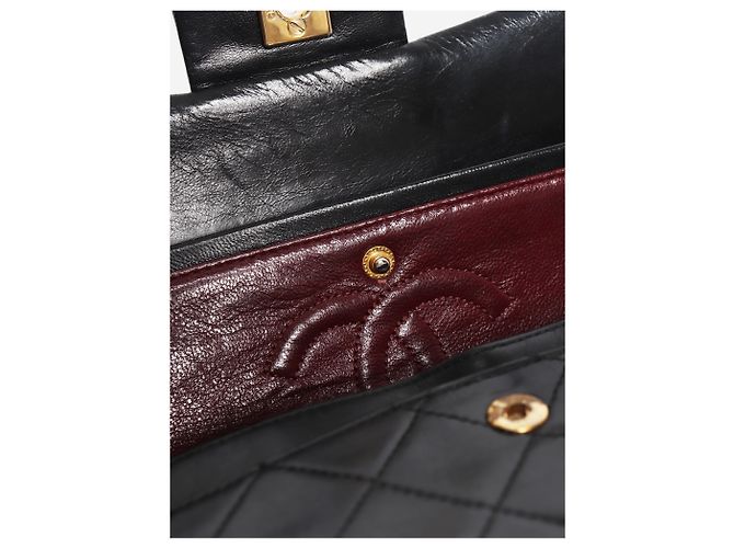 Chanel Borsa Classic Double Flap piccola 1989 in pelle d'agnello nera - vista 9