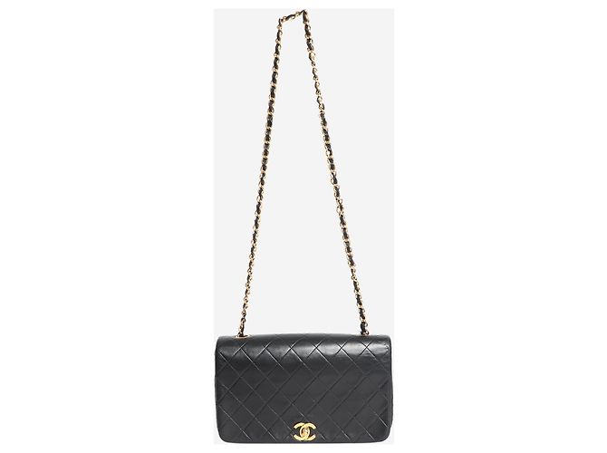 Chanel Borsa flap 1989 in pelle d'agnello nera - vista 2