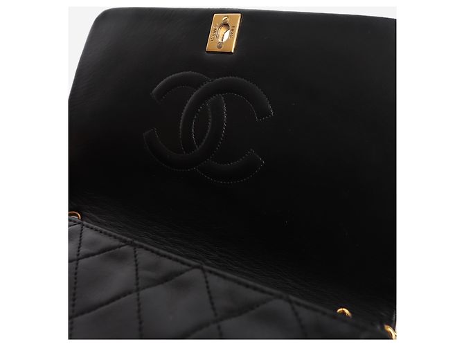 Chanel Borsa flap 1989 in pelle d'agnello nera - vista 7