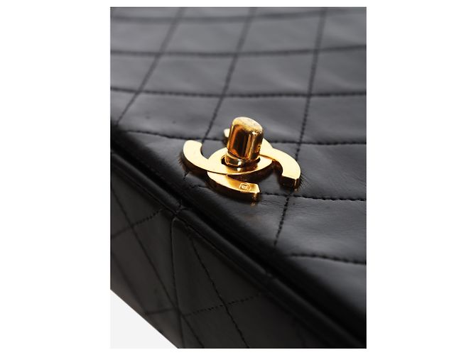 Chanel Borsa flap 1989 in pelle d'agnello nera - vista 8