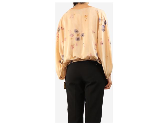 Loro Piana Seidentop mit neutralem Blumen-Aquarellprint - size M - Ansicht 2