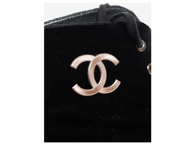 Chanel  Stiefeletten aus schwarzem Samt - Größe EU 38.5 - Ansicht 4