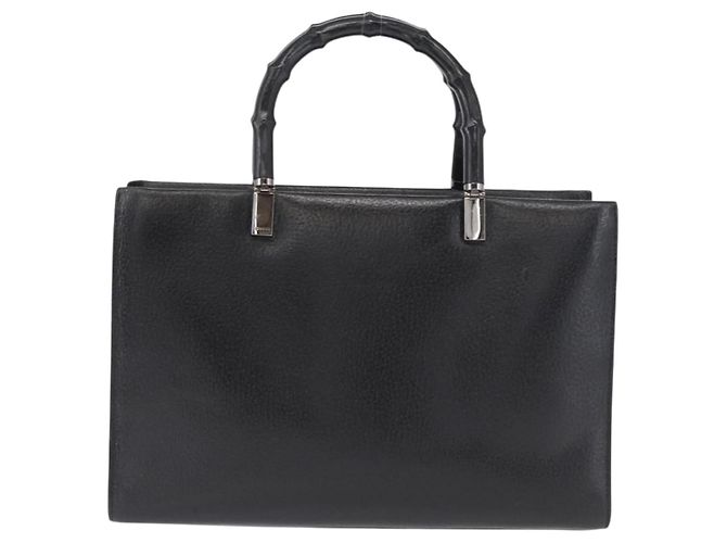 GUCCI Bamboo Hand Bag Leather Black Silver 002 0260 - vista 13