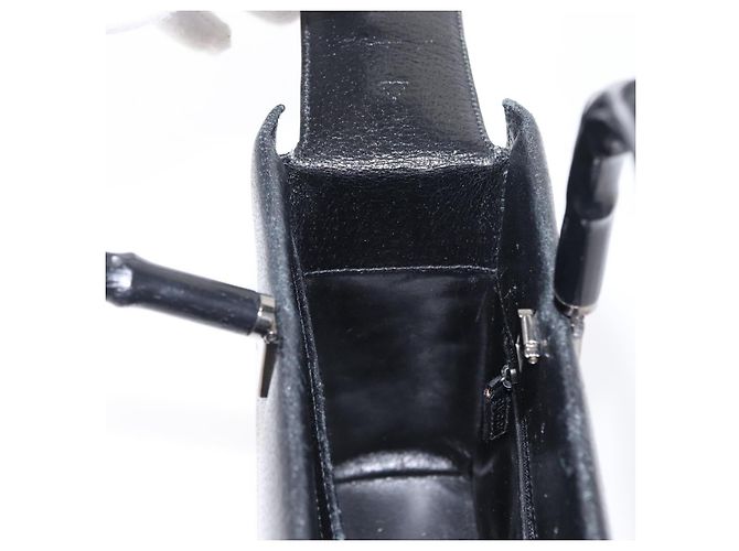 GUCCI Bamboo Hand Bag Leather Black Silver 002 0260 - vista 18