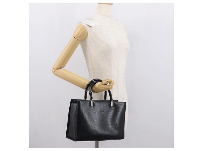 GUCCI Bamboo Hand Bag Leather Black Silver 002 0260 - vista 22