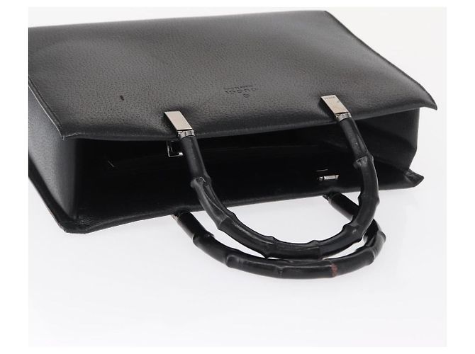 GUCCI Bamboo Hand Bag Leather Black Silver 002 0260 - vista 6