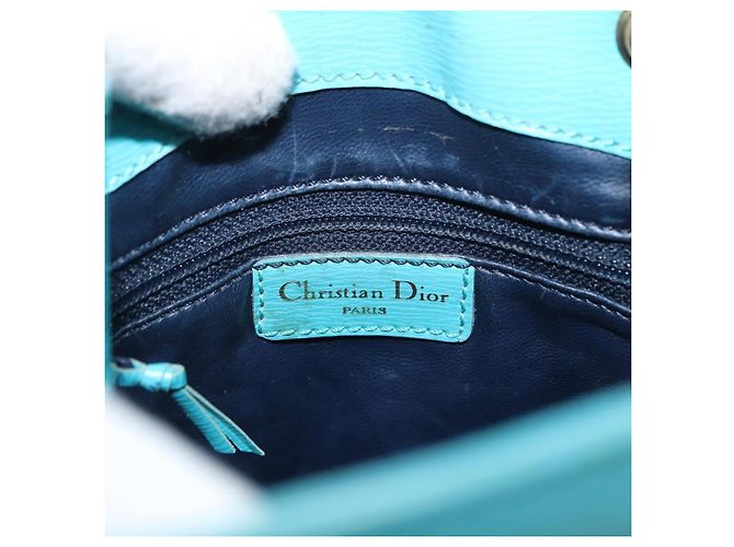 Christian Dior Shoulder Bag Leather Light Blue - vista 17