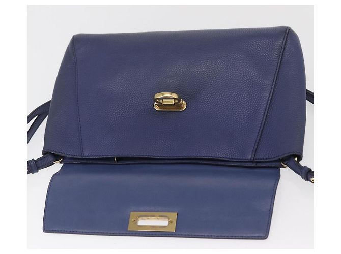Salvatore Ferragamo Gancini Shoulder Bag Leather Navy Gold - vista 10