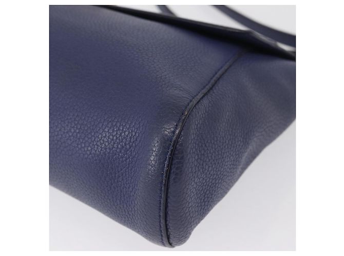 Salvatore Ferragamo Gancini Shoulder Bag Leather Navy Gold - vista 14