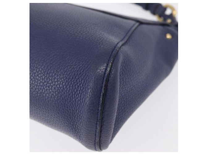Salvatore Ferragamo Gancini Shoulder Bag Leather Navy Gold - vista 16
