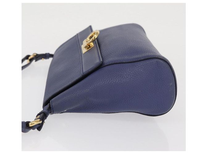 Salvatore Ferragamo Gancini Shoulder Bag Leather Navy Gold - vista 4