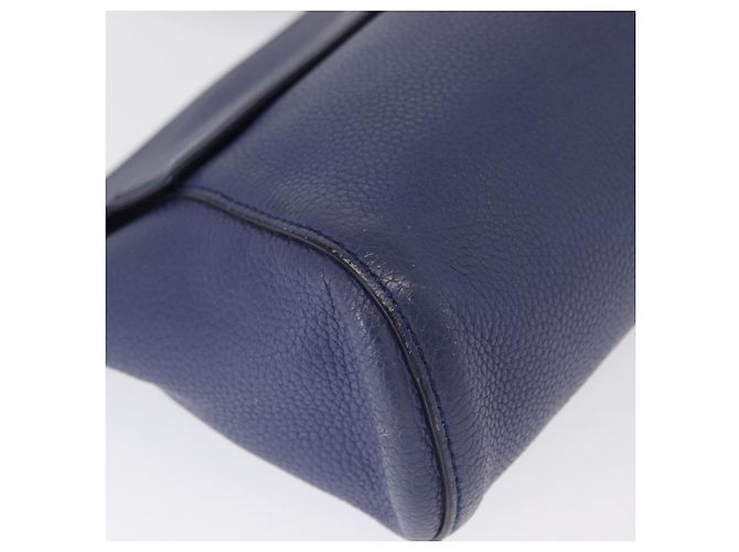 Salvatore Ferragamo Gancini Shoulder Bag Leather Navy Gold - vista 9