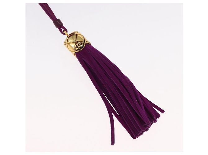 CHANEL Matelasse Chain Shoulder Bag Suede Purple Gold CC - vista 10