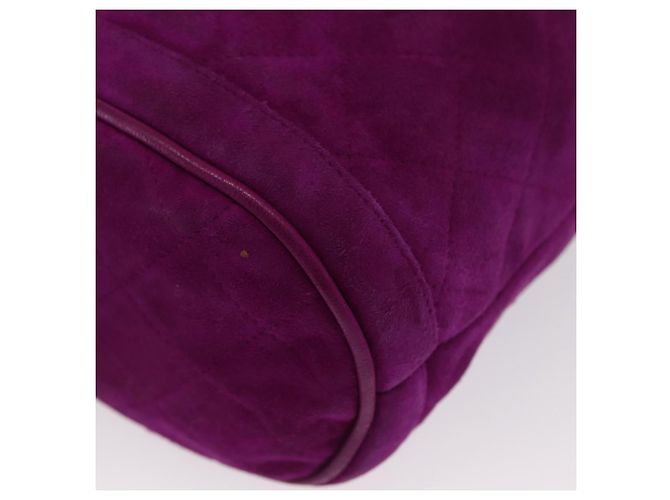 CHANEL Matelasse Chain Shoulder Bag Suede Purple Gold CC - vista 16