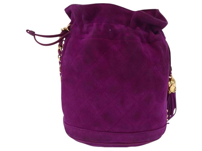CHANEL Matelasse Chain Shoulder Bag Suede Purple Gold CC - vista 2