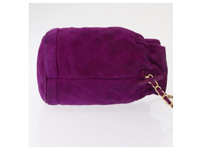 CHANEL Matelasse Chain Shoulder Bag Suede Purple Gold CC - vista 3