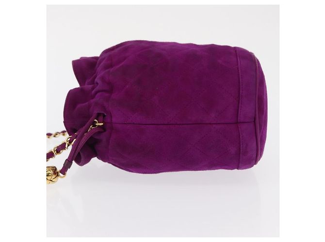 CHANEL Matelasse Chain Shoulder Bag Suede Purple Gold CC - vista 4