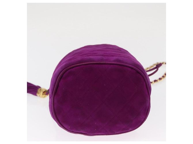 CHANEL Matelasse Chain Shoulder Bag Suede Purple Gold CC - vista 5