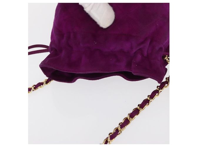 CHANEL Matelasse Chain Shoulder Bag Suede Purple Gold CC - vista 6