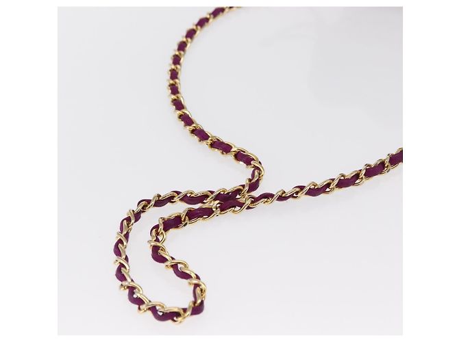 CHANEL Matelasse Chain Shoulder Bag Suede Purple Gold CC - vista 7
