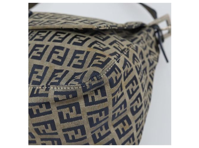 FENDI Zucchino Canvas Mamma Baguette Shoulder Bag Navy Silver - vista 14
