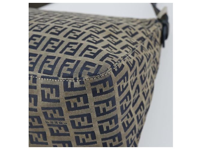 FENDI Zucchino Canvas Mamma Baguette Shoulder Bag Navy Silver - vista 16