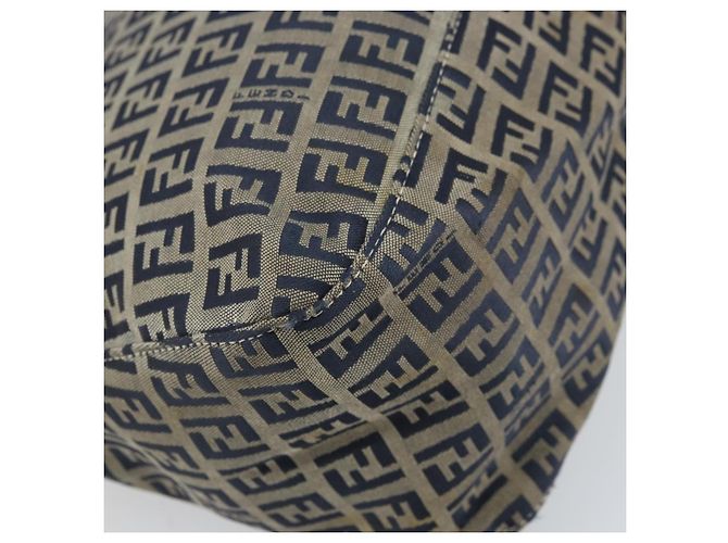 FENDI Zucchino Canvas Mamma Baguette Shoulder Bag Navy Silver - vista 17