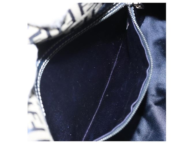 FENDI Zucchino Canvas Mamma Baguette Shoulder Bag Navy Silver - vista 24