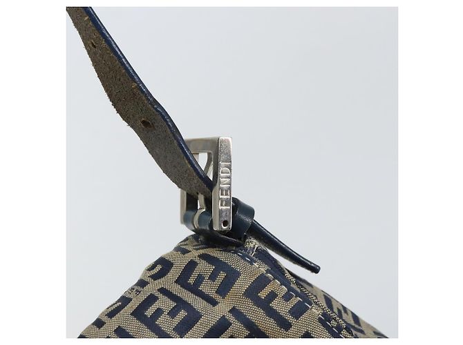 FENDI Zucchino Canvas Mamma Baguette Shoulder Bag Navy Silver - vista 9