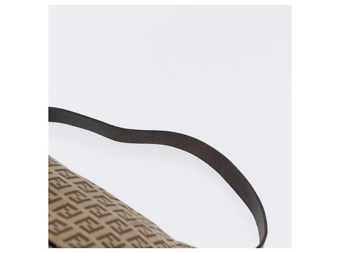 FENDI Zucchino Canvas Mamma Baguette Shoulder Bag Brown - vista 14