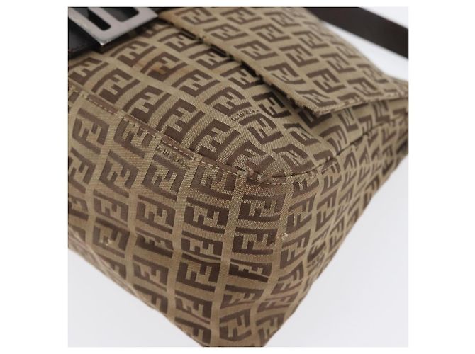 FENDI Zucchino Canvas Mamma Baguette Shoulder Bag Brown - vista 15
