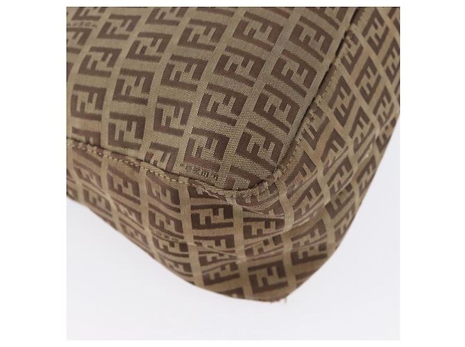 FENDI Zucchino Canvas Mamma Baguette Shoulder Bag Brown - vista 16