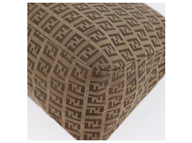 FENDI Zucchino Canvas Mamma Baguette Shoulder Bag Brown - vista 17