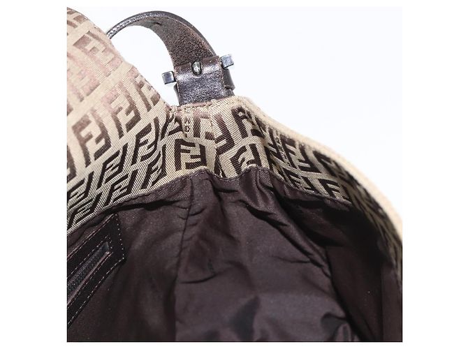 FENDI Zucchino Canvas Mamma Baguette Shoulder Bag Brown - vista 21