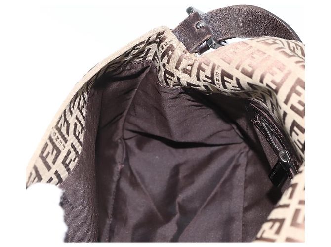FENDI Zucchino Canvas Mamma Baguette Shoulder Bag Brown - vista 22