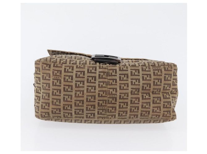 FENDI Zucchino Canvas Mamma Baguette Shoulder Bag Brown - vista 5