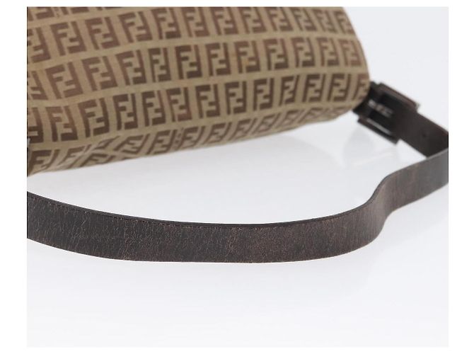 FENDI Zucchino Canvas Mamma Baguette Shoulder Bag Brown - vista 8