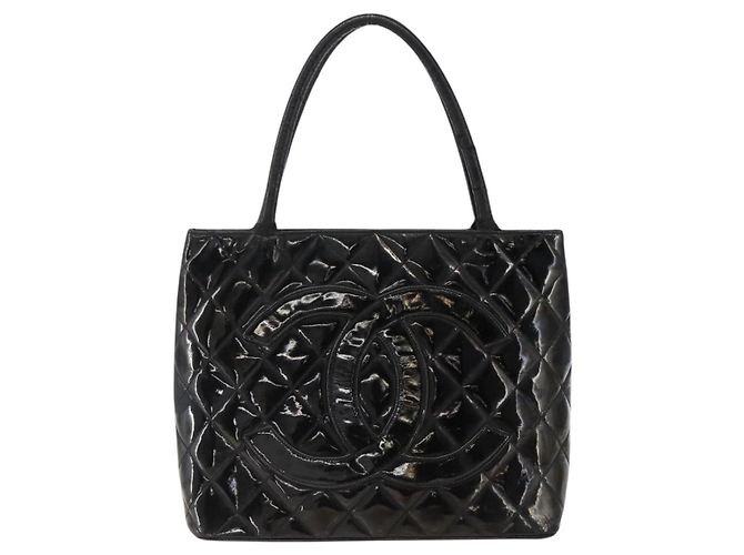 CHANEL Standard Tote Bag Patent leather Black CC - vista 13
