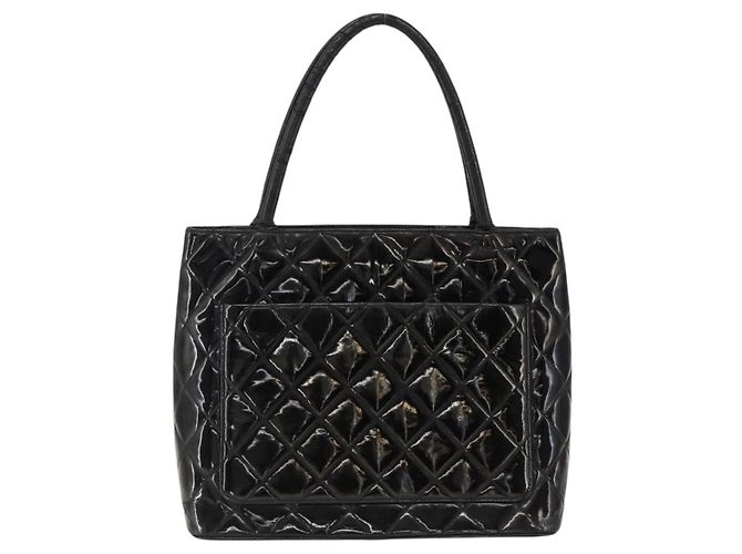 CHANEL Standard Tote Bag Patent leather Black CC - vista 2
