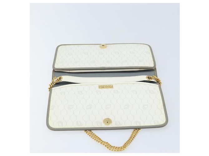 Christian Dior Honeycomb Canvas Chain Shoulder Bag PVC White Gold - vista 10