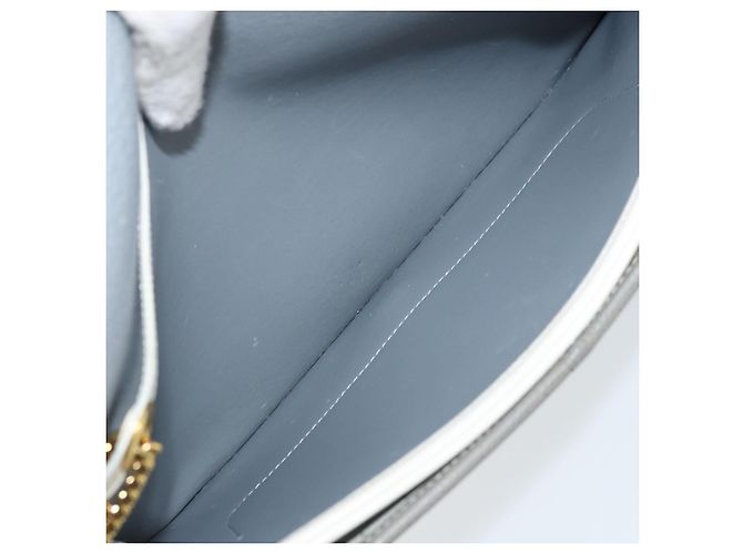 Christian Dior Honeycomb Canvas Chain Shoulder Bag PVC White Gold - vista 11