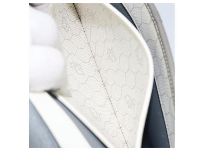 Christian Dior Honeycomb Canvas Chain Shoulder Bag PVC White Gold - vista 12