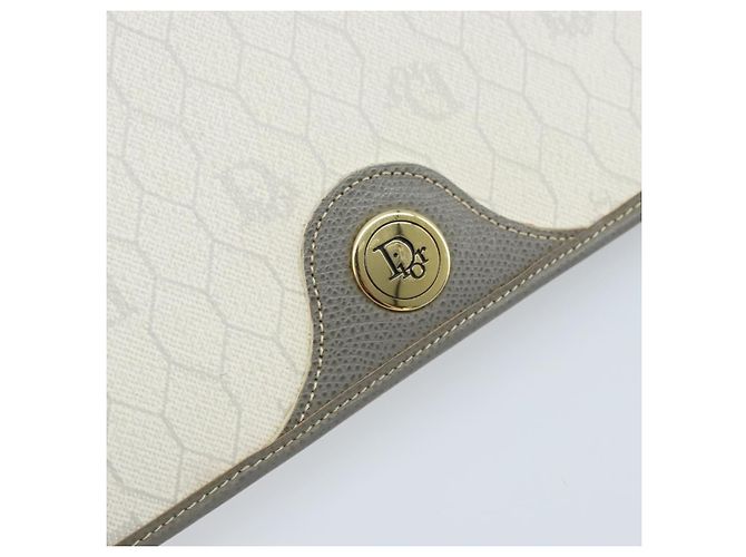 Christian Dior Honeycomb Canvas Chain Shoulder Bag PVC White Gold - vista 17