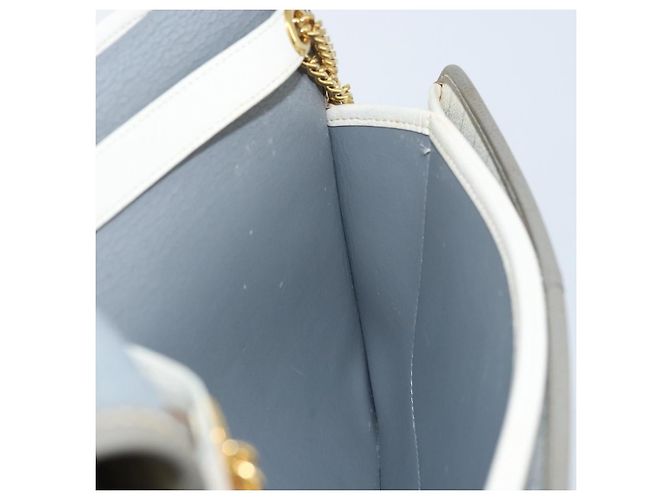 Christian Dior Honeycomb Canvas Chain Shoulder Bag PVC White Gold - vista 19