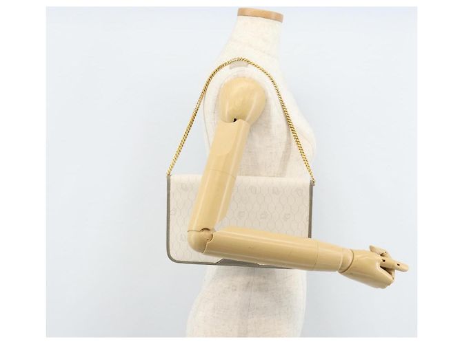 Christian Dior Honeycomb Canvas Chain Shoulder Bag PVC White Gold - vista 22