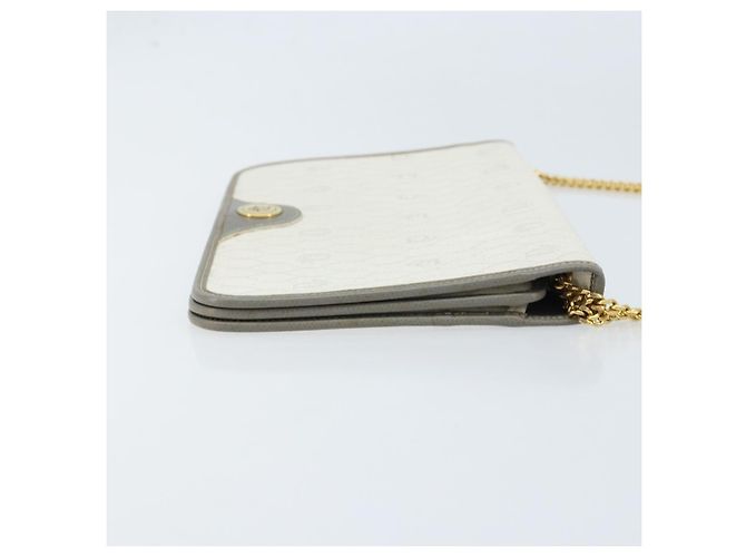 Christian Dior Honeycomb Canvas Chain Shoulder Bag PVC White Gold - vista 3