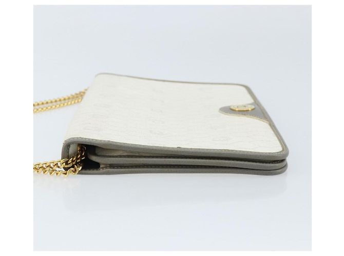 Christian Dior Honeycomb Canvas Chain Shoulder Bag PVC White Gold - vista 4