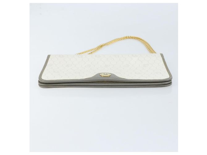 Christian Dior Honeycomb Canvas Chain Shoulder Bag PVC White Gold - vista 5