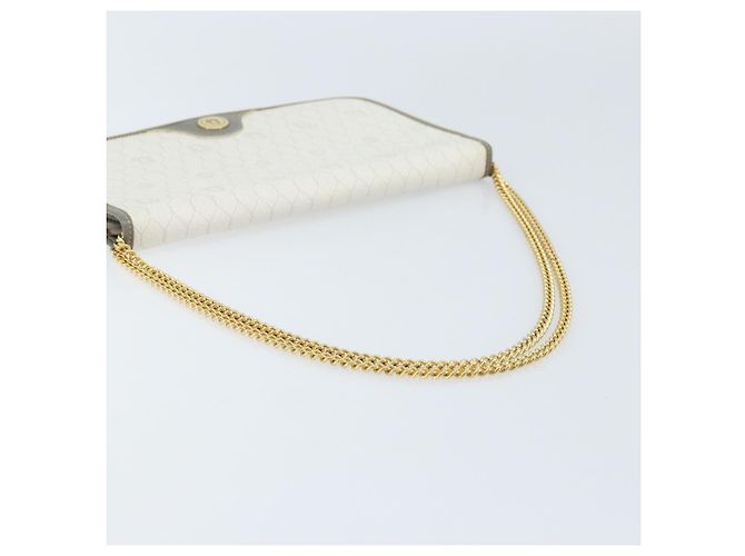 Christian Dior Honeycomb Canvas Chain Shoulder Bag PVC White Gold - vista 7