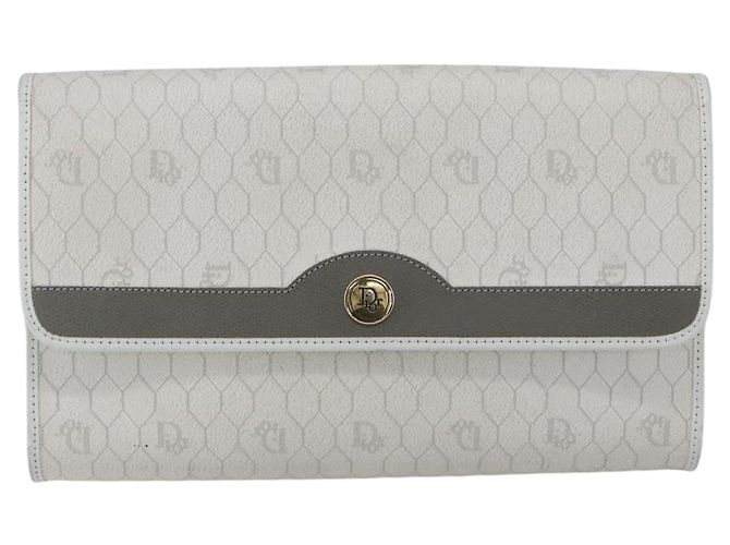 Christian Dior Honeycomb Canvas Chain Shoulder Bag PVC White Gold - vista 13